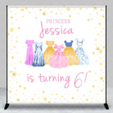 Aperturee - Aperturee Custom Name Princess Dress 6th Birthday Backdrop